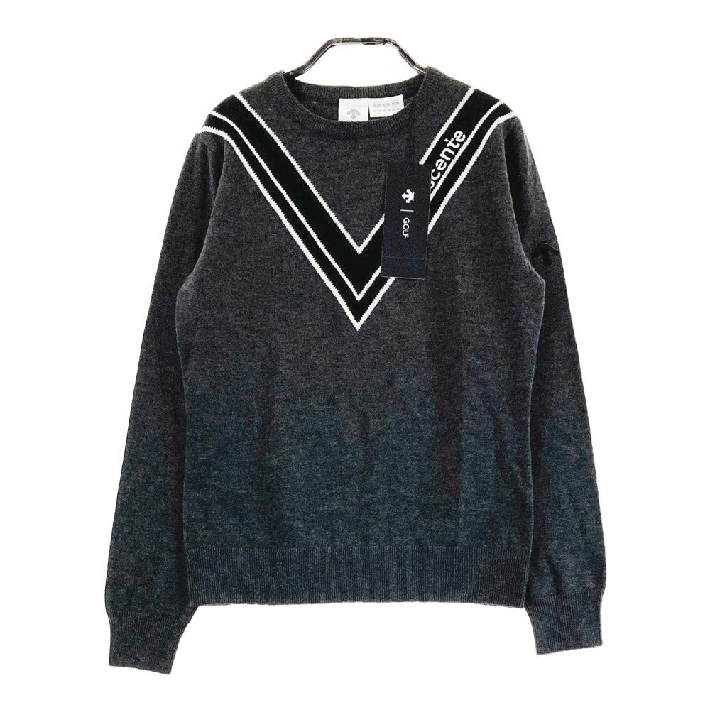 DESCENTE GOLF 長袖セーター ネイビー/グレー サイズ：S DESCENTE GOLF デサントゴルフ ウール混 ニットセーター