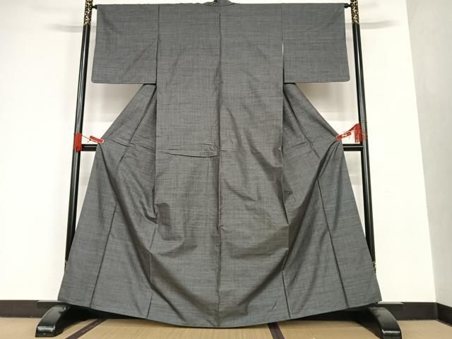 平和屋着物○本場大島紬 9マルキ カタス 黒地 正絹 逸品 AAAT0579zg