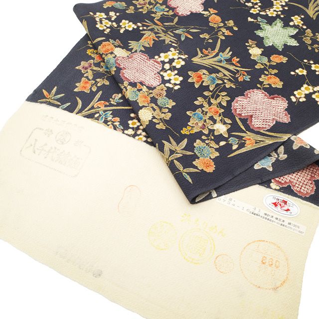 もみじ柄 ちりめん着尺【新品】