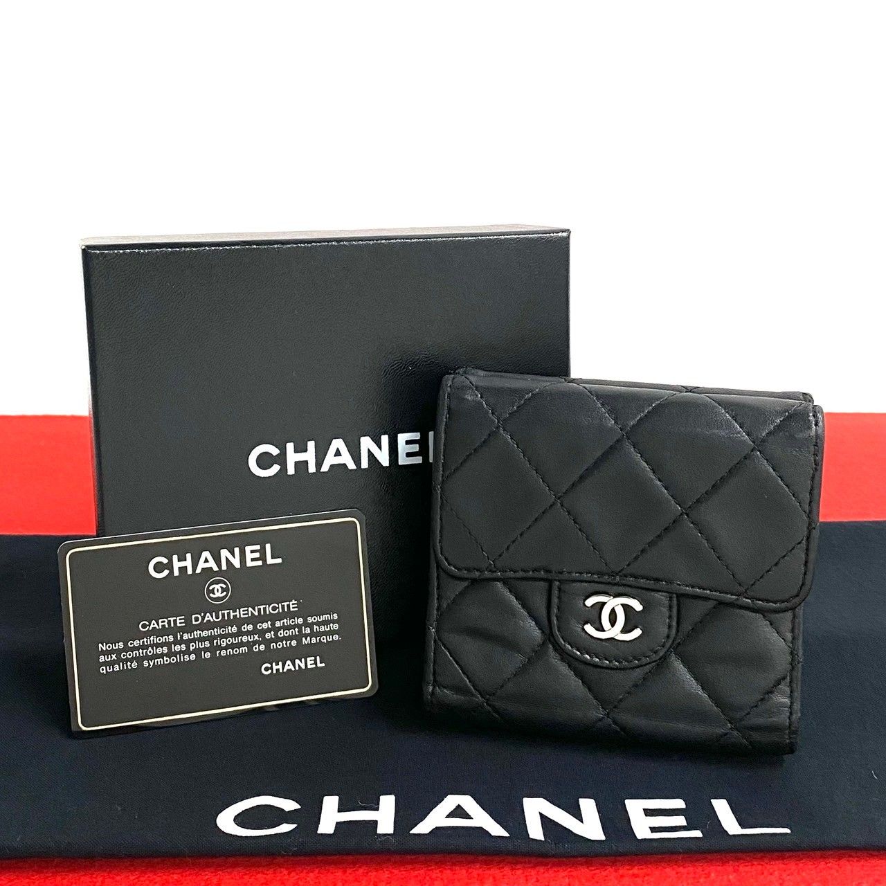 極 美品 箱付 カード シール有 13番台 CHANEL シャネル マトラッセ ラムスキン 本革 Wホック 二つ折り 財布 ウォレット ブラック  12744 - メルカリ