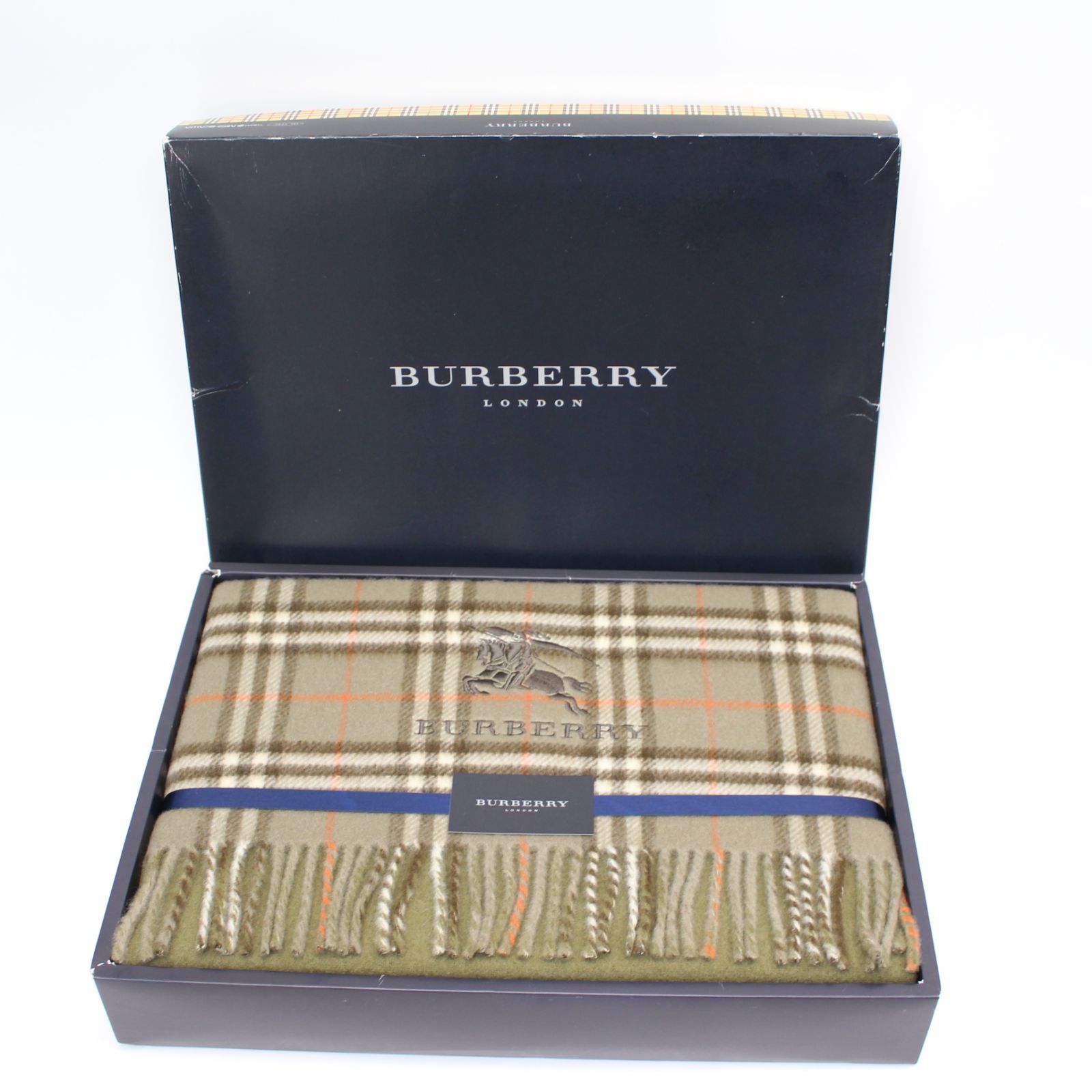758 ♥品 Burberry LONDON バーバリー ラムウール100％ ひざ掛け 75×130cm