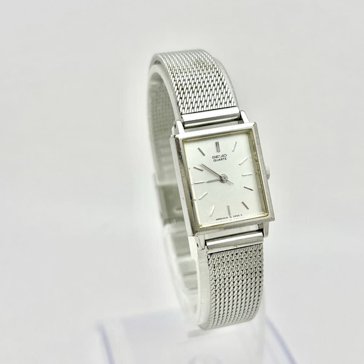新品電池】 SEIKO セイコー レディース 腕時計 シルバー スクエア 2C21
