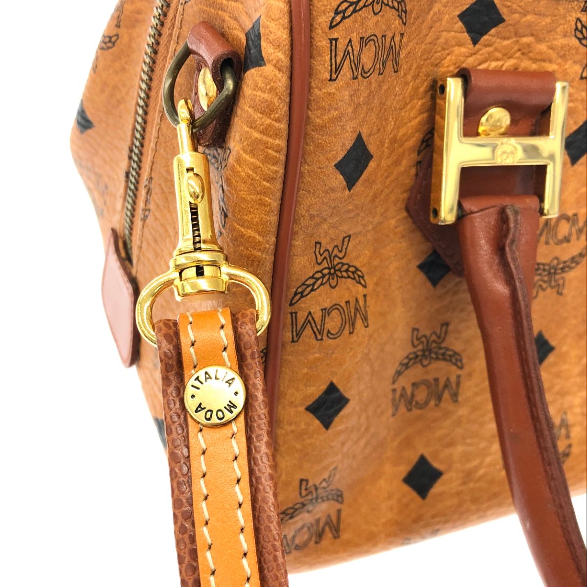 MCM エムシーエム 2WAY ボストンバッグ キャメル PVC レディース MCM エムシーエム 2WAY ボストンバッグ キャメル PVC レディース