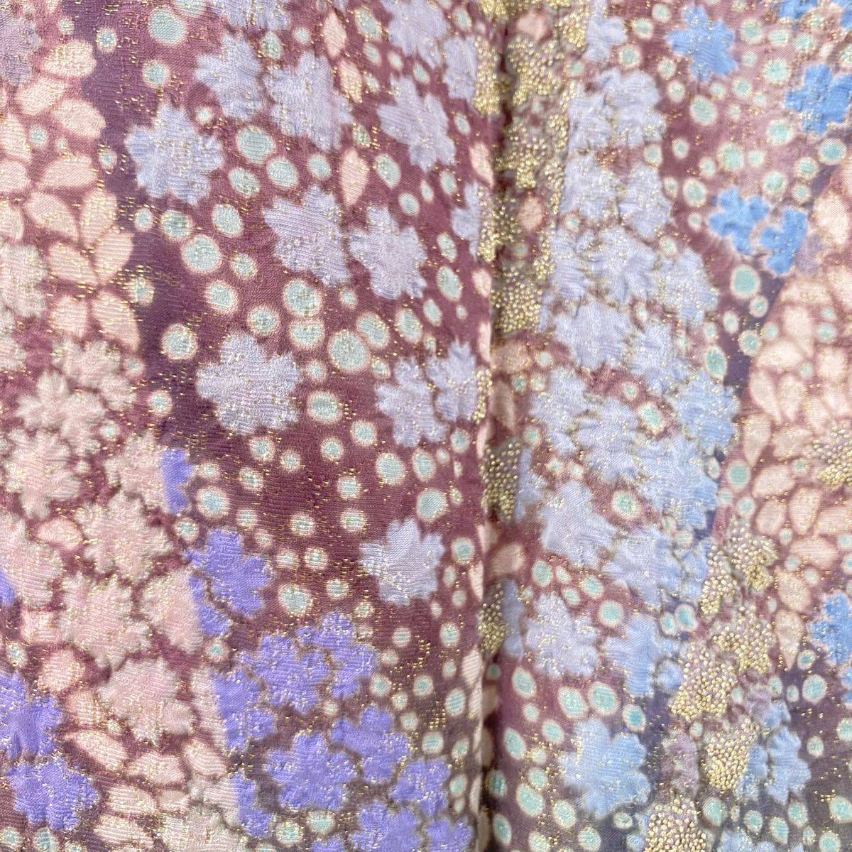 ★専用★未使用品 訪問着 枝花 くすみ紫 枝花 綸子 金彩 身丈162.0cm 訪問着 身丈157cm 裄丈63cm S 袷 滝泰 落款 桜 花びら 金通し