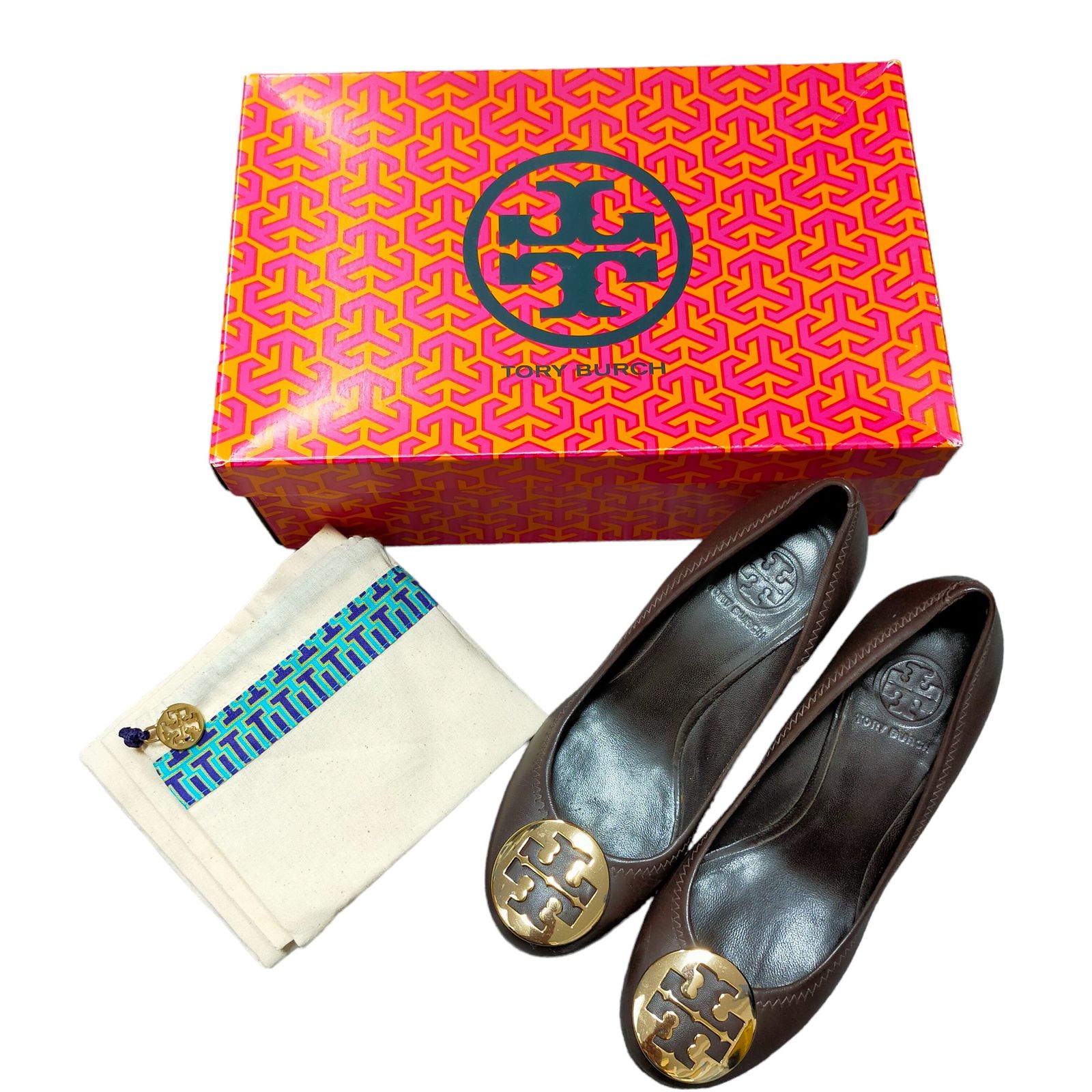 美品】トリーバーチ/TORY BURCH パンプス ウェッジヒール ロゴ金具