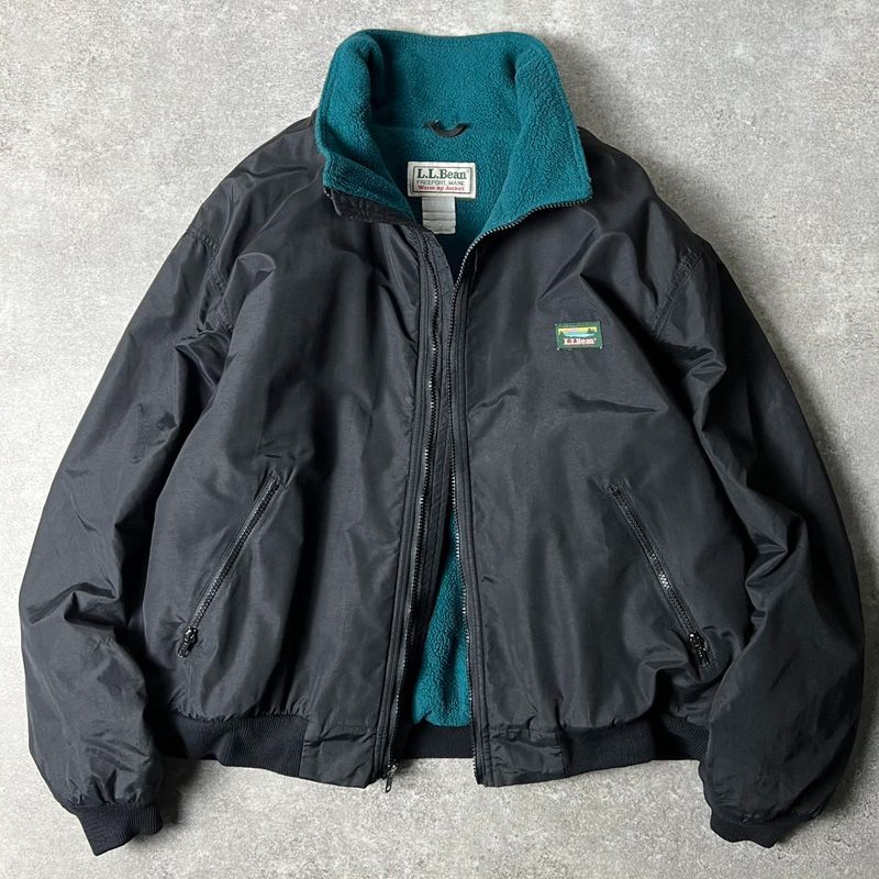 80s LLBean フリース ライナー ナイロン ウォームアップ ジャケット / 80年代 エルエルビーン ビンテージ Warm up 黒 ブラック