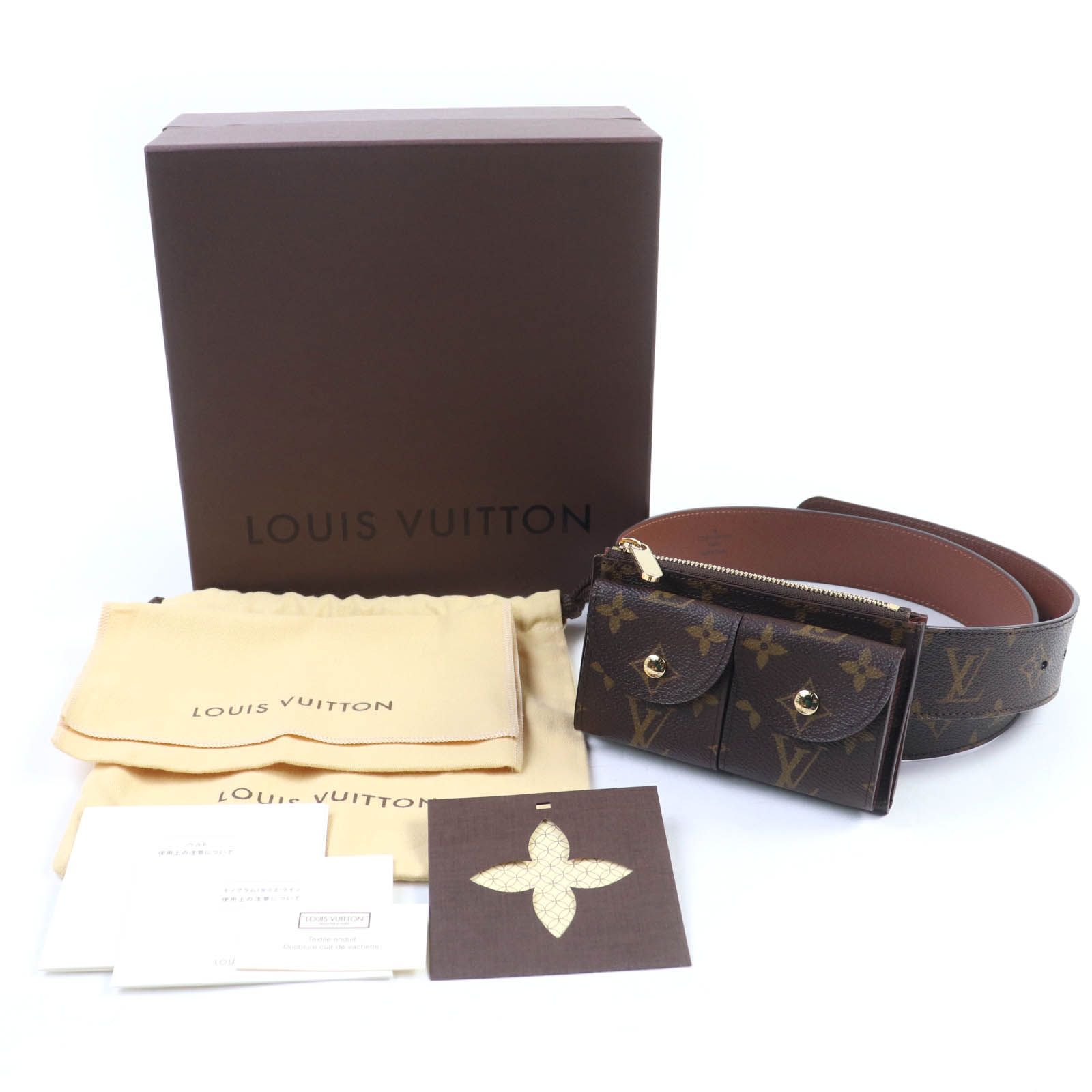 LOUIS VUITTON ルイヴィトン M9836 サンチュールポシェット デュオ バッグ モノグラムキャンバス モノグラム ウエストポーチ ブラウン 90 36 箱 保存袋付き レディース
