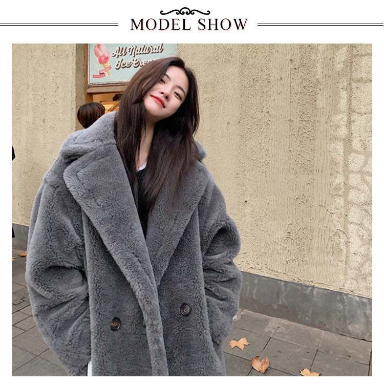 7-livehouse] モコモコ ロング コート アウター レディース 長袖 冬 