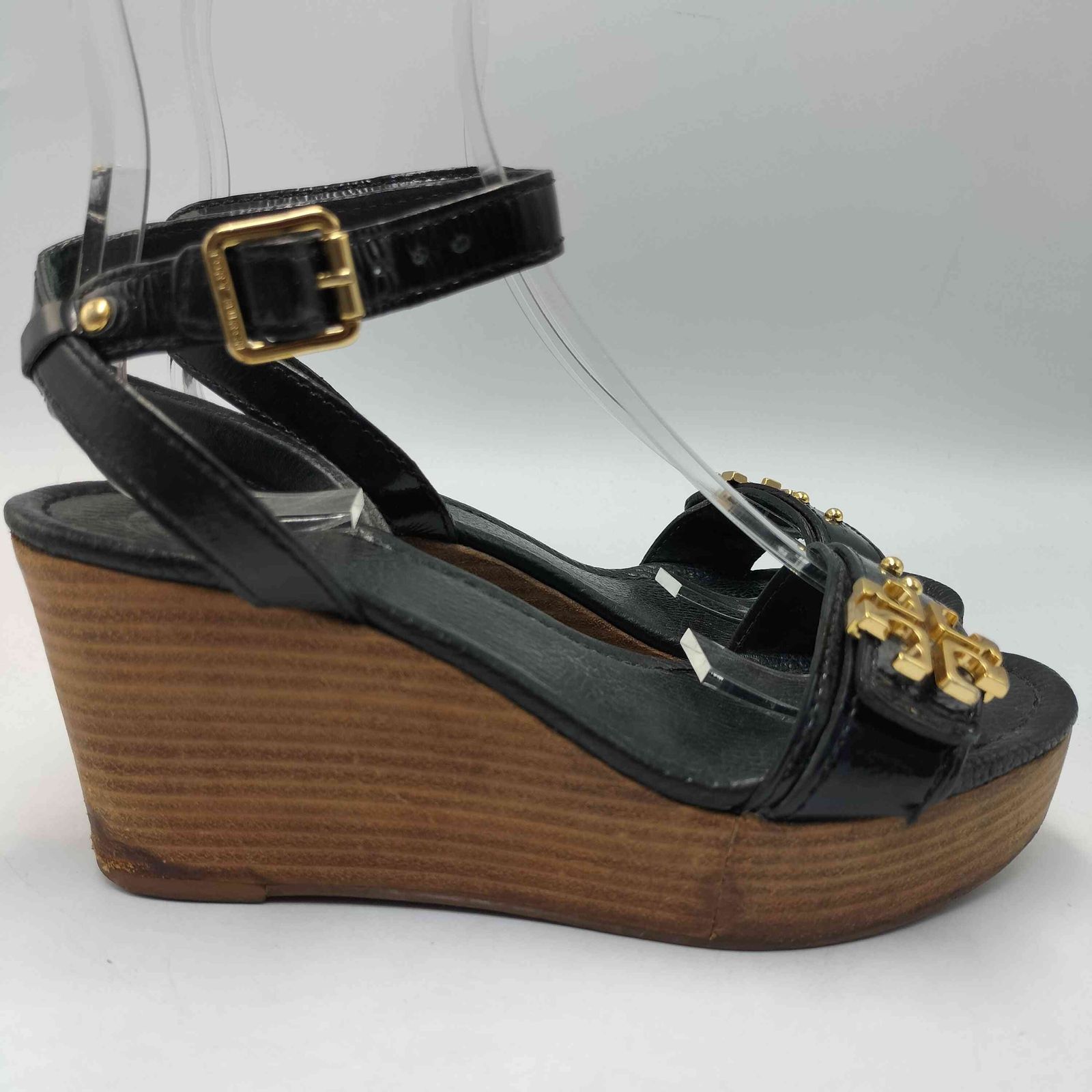 TORY BURCH　　ウェッジ　サンダル　サイズ6　パテントカーフ　美品 トリーバーチ TORY BURCH ウッド ウェッジソール ロゴ