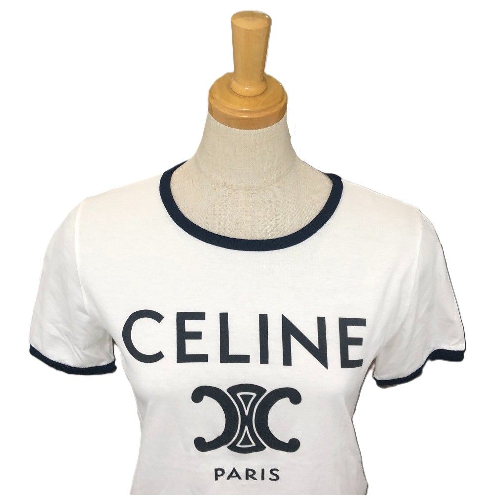 CELINE セリーヌ 半袖Tシャツ ロゴ トリオンフ コットン ホワイト