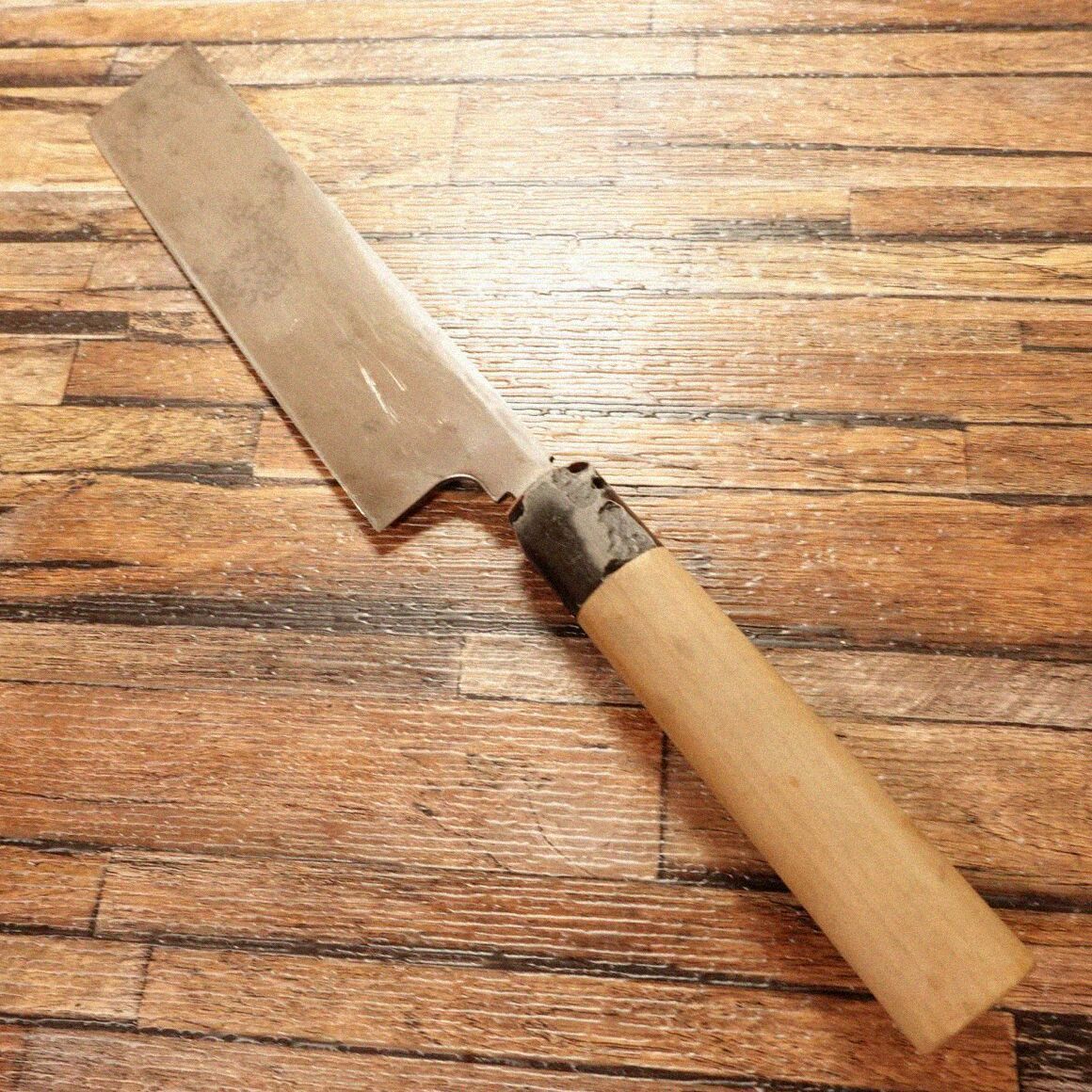 杉本 薄刃包丁 研ぎ済 水牛柄 片刃 菜切り 虫食いあり 185mm