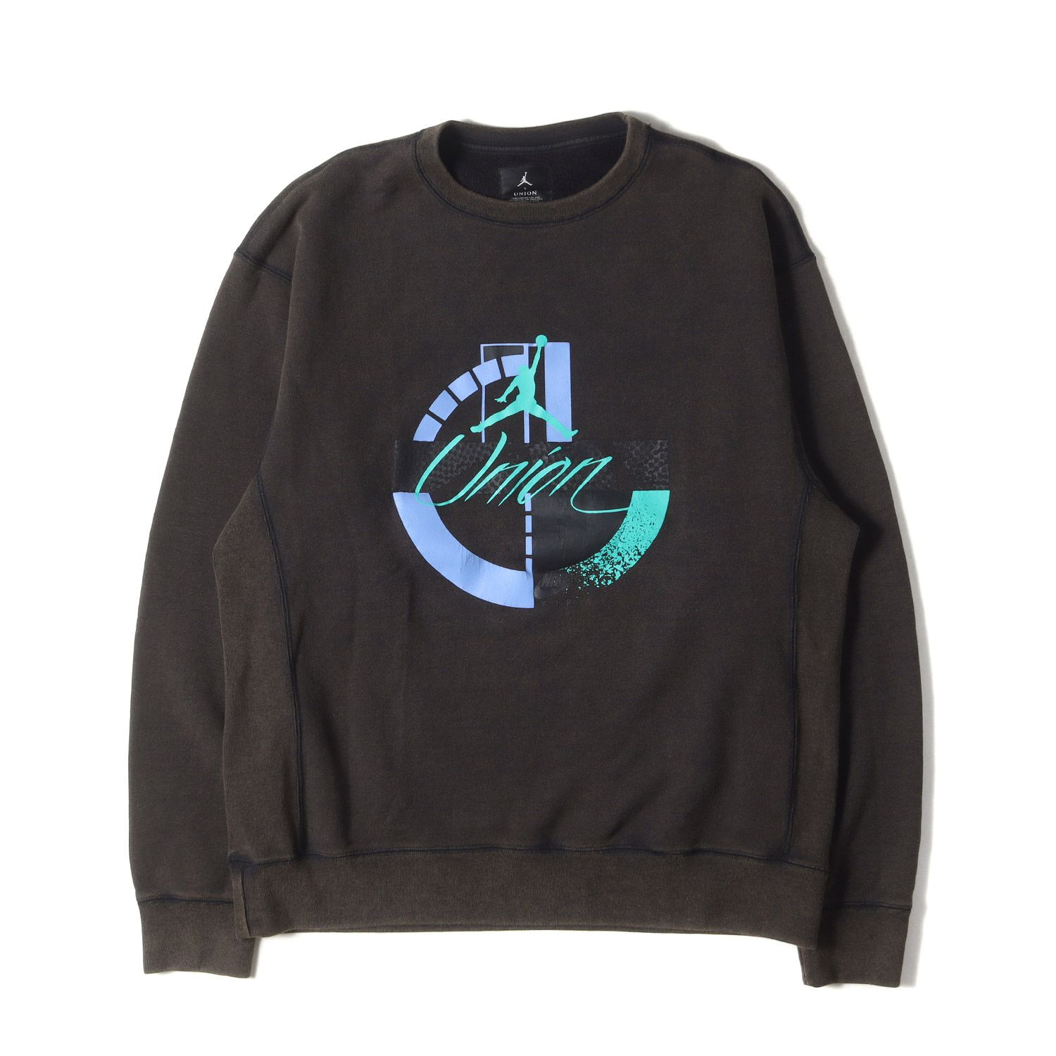 【美品】NIKE ナイキ スウェット サイズ:M / UNION JORDAN フェード加工 ジャンプマン スウェットシャツ / ブラック 黒 / トップス トレーナー プルオーバー【メンズ】