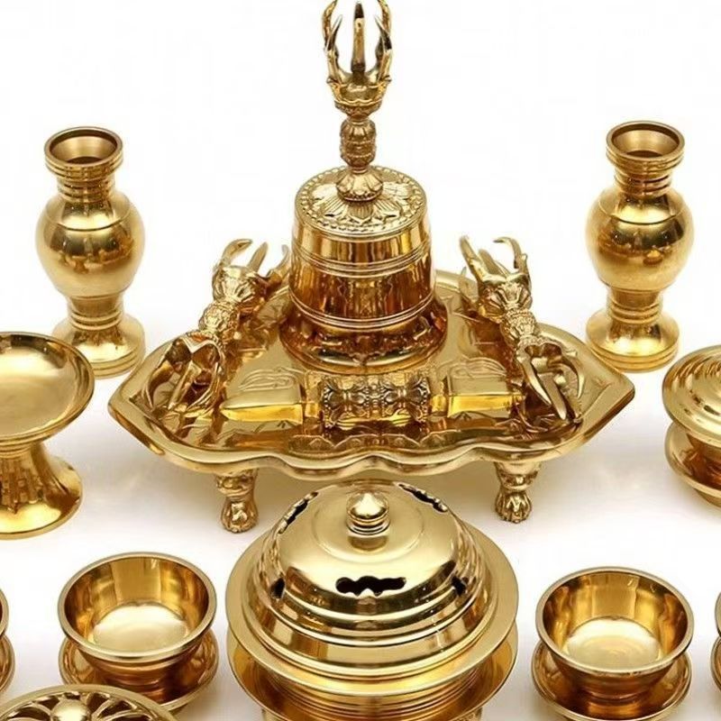 ?上品◆密教法具前具◆金??|金??五?杵三?杵独?杵火舎香炉一面器六器一?仏器一対?瓶洒水器?香器全20?