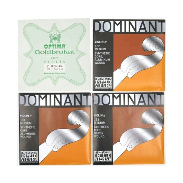 Dominant オプティマ バイオリン弦 セット 4 4 E線 ゴールドブロカット ボールエンド0.26 131 132 133 ドミナント
