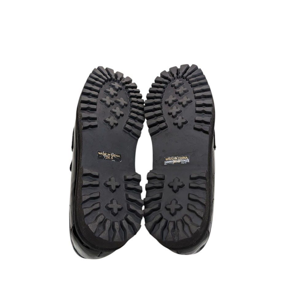 RayBEAMSブラックエナメル厚底ローファー36.5サイズ Ray BEAMS レイビームス エナメル パテント コインローファー