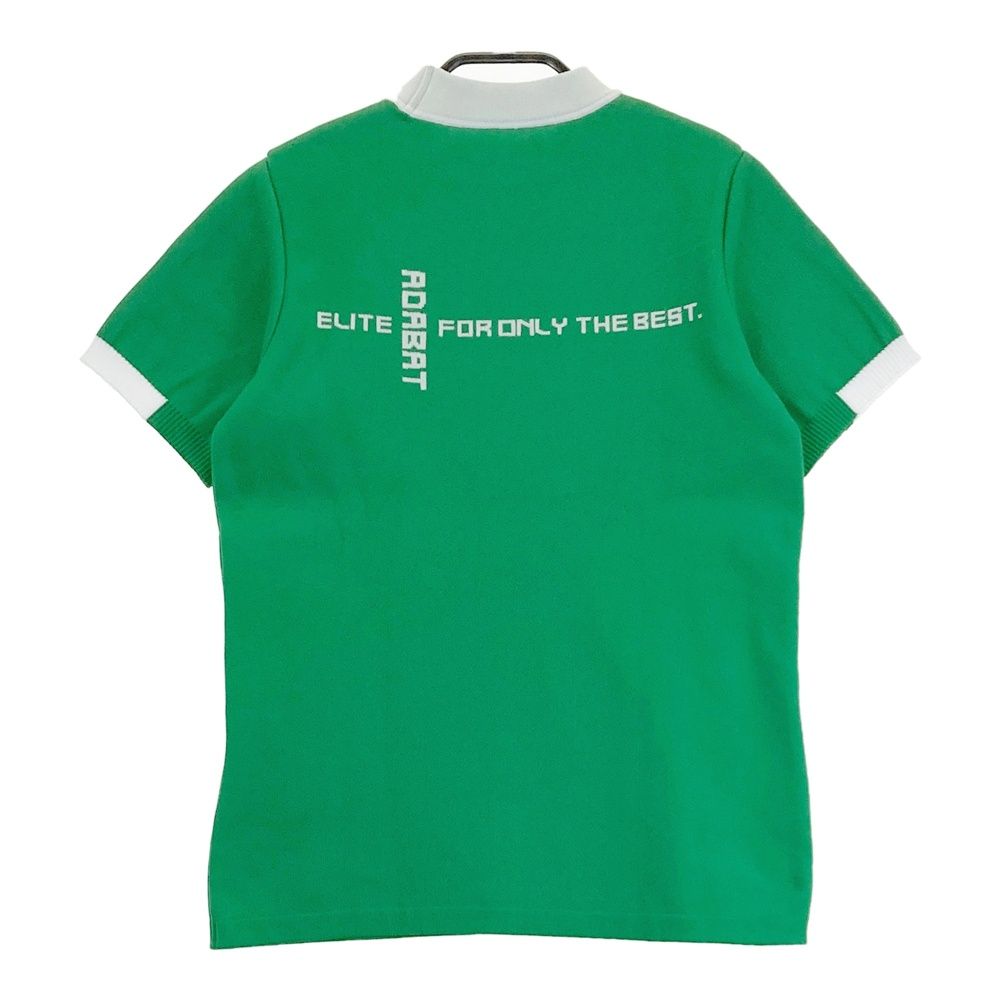 サイズ：36 ADABAT アダバット  半袖ハイネックニットTシャツ  グリーン系 [240101460261] ゴルフウェア レディース ストスト ADABAT アダバット 半袖ハイネックニットTシャツ グリーン系