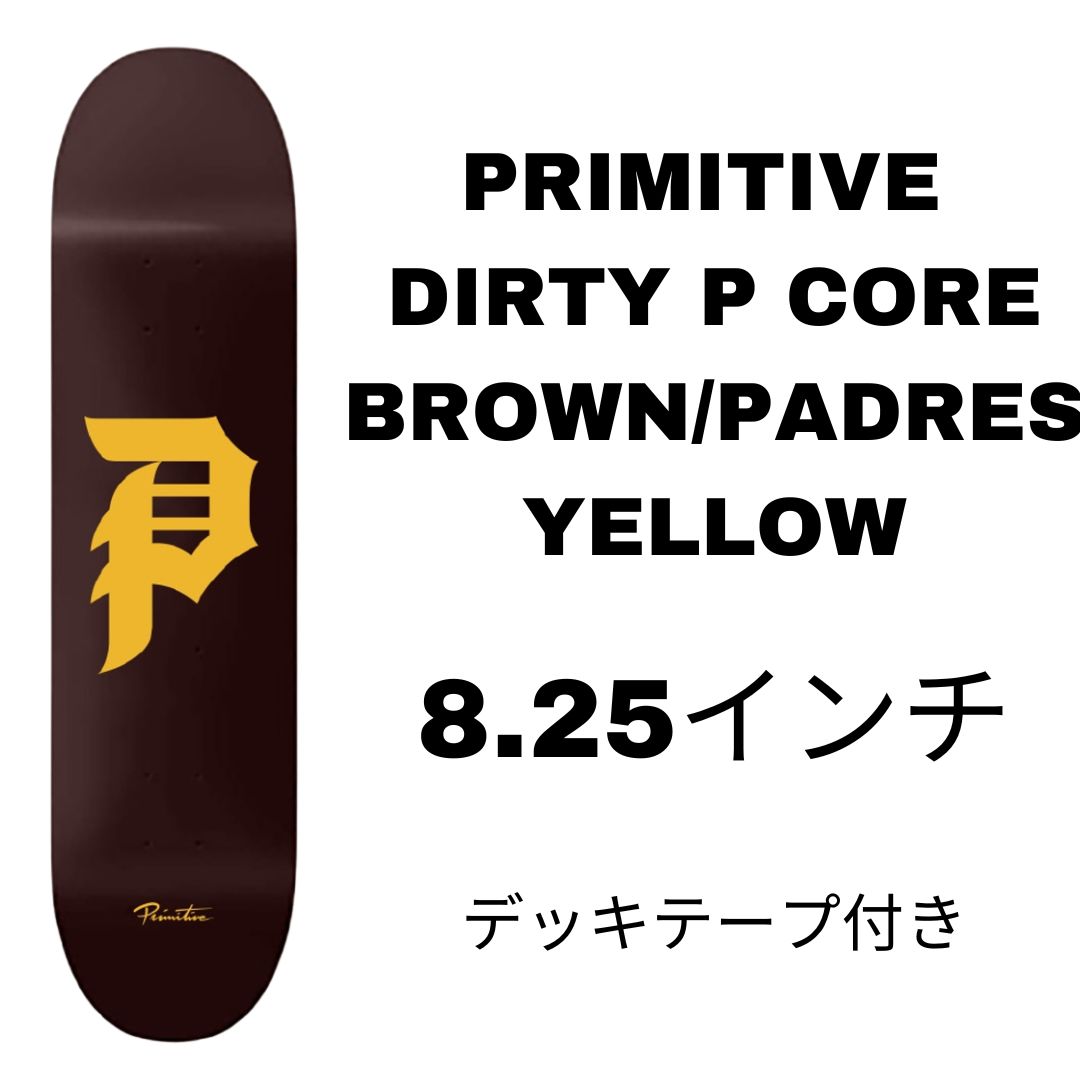 PRIMITIVE DIRTY P CORE BROWN|PADRES YELLOW スケートボードデッキ