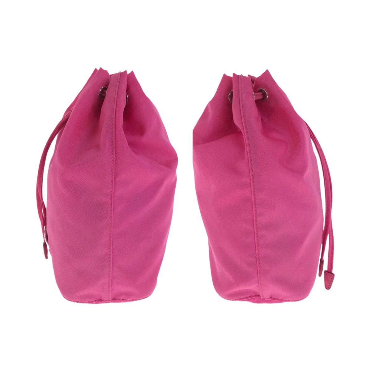 美品 PRADA プラダ 三角ロゴ ピンク シルバー金具 ナイロン 1NE369  