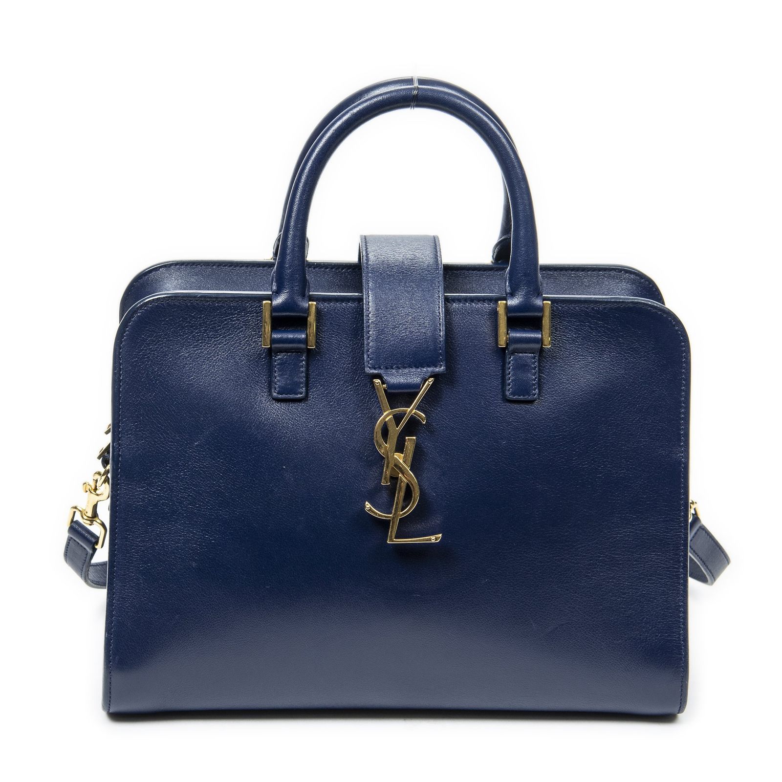 YVES SAINT LAURENT イヴサンローランネイビーカーフスキンレザーA