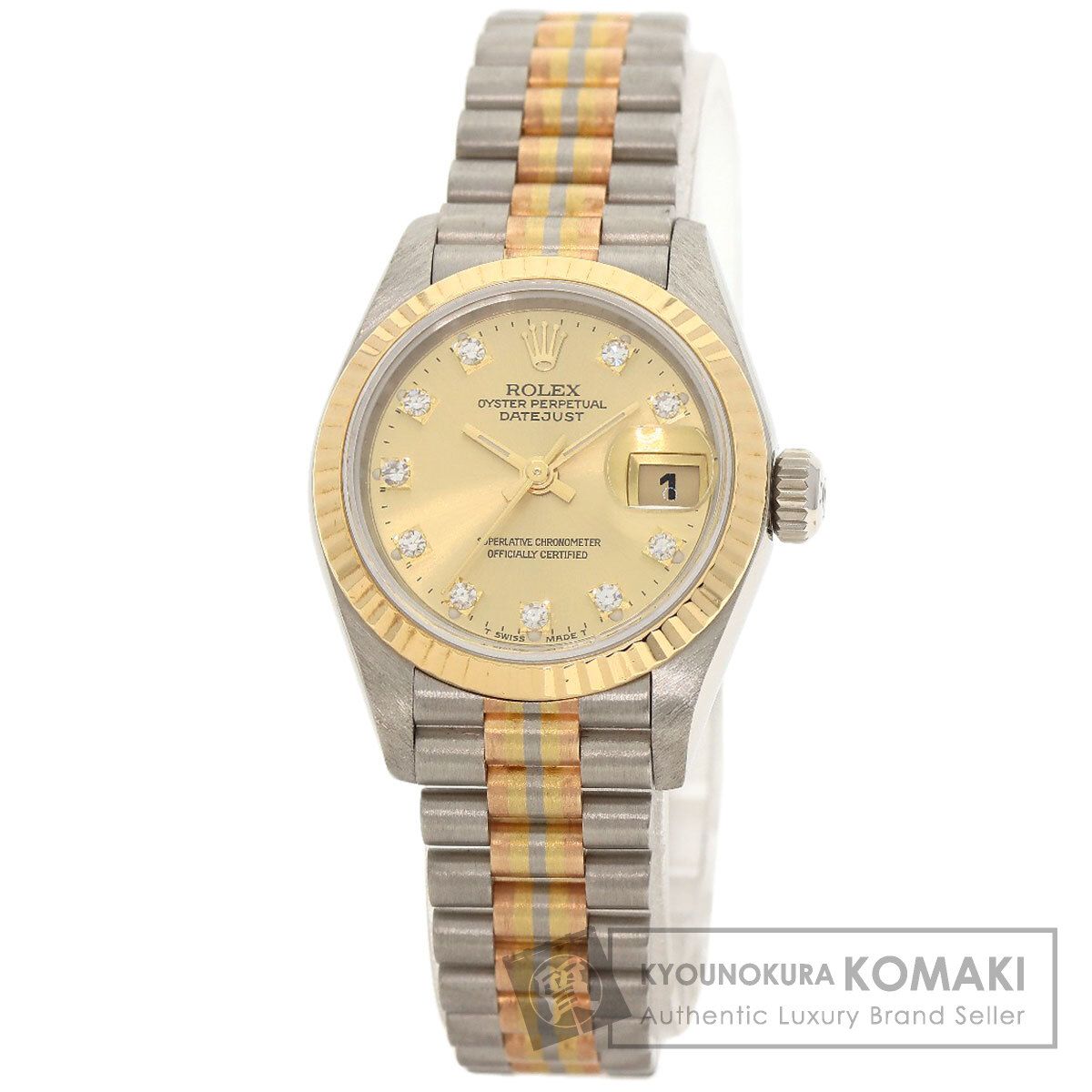 ROLEX ロレックス 69179BIC デイトジャスト 10P ダイヤモンド トリドール 腕時計 K18WG トリドール K18YG レディース