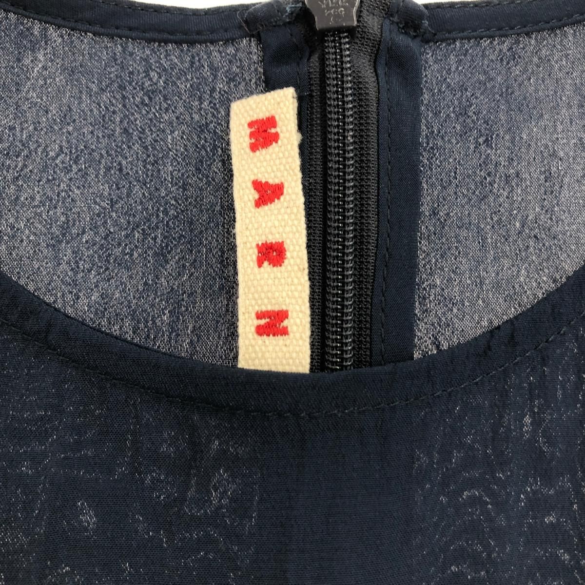 MARNI マルニ 半袖 ワンピース サイズ:14 ネイビー シルクレーヨン