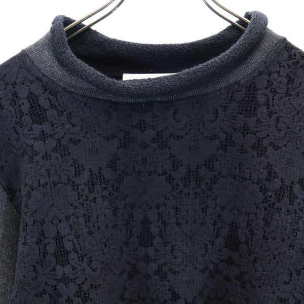 シーバイクロエ ポルトガル製 レース 切替 プルオーバー ニット XS 黒×グレー SEE BY CHLOE レディース   【220303】