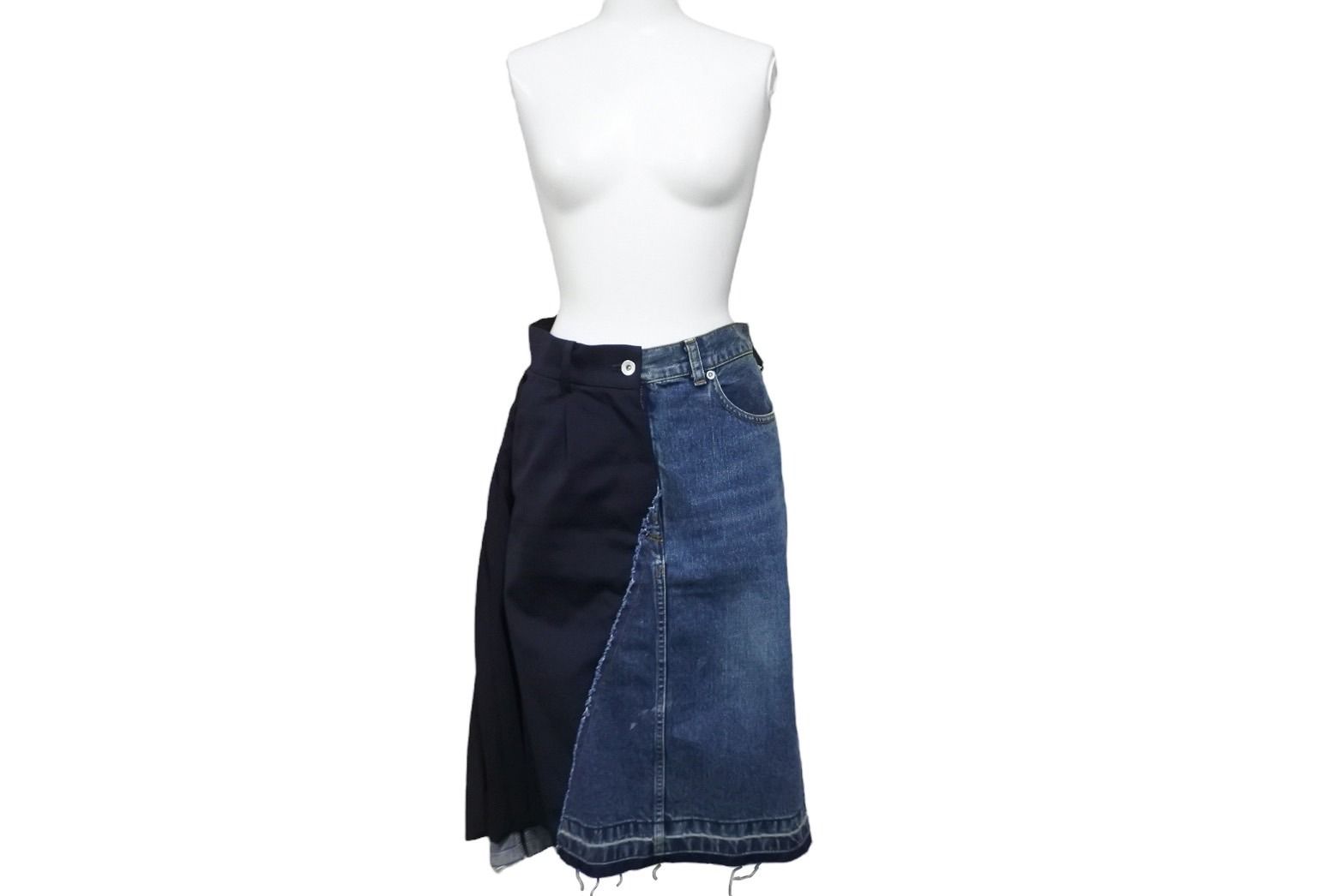 sacai 21ss デニム　スカート sacai - Sacai ドッキング デニムスカートの通販 by CYCLE