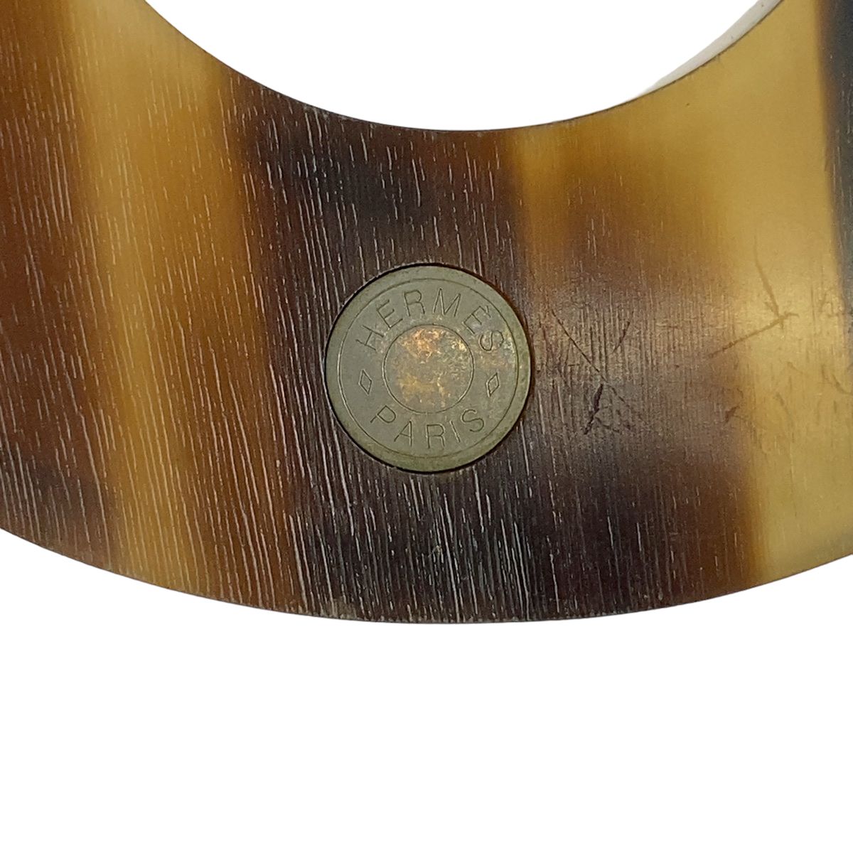 HERMES エルメス ラッパ バッファローホーン ベージュ/茶 カフス