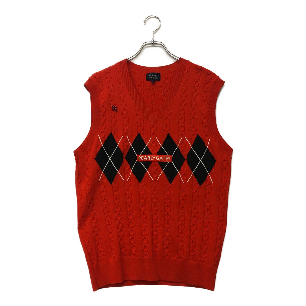 中古 メンズ パーリーゲイツ PEARLY GATES ベスト 5(L) 赤 レッド V