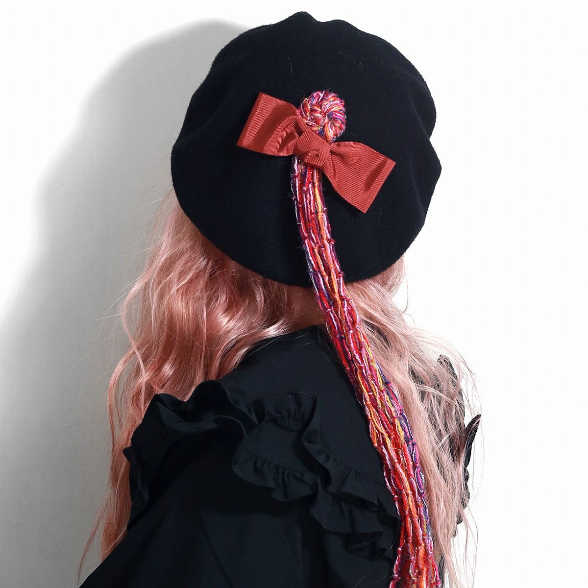 新品 未使用 メアリーマグダレン ベレー帽 帽子 薄ピンク系 コサージュ