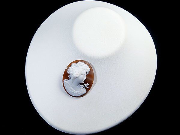ジュエリー極】虫と凛々しい貴婦人 アンティークシェルカメオ