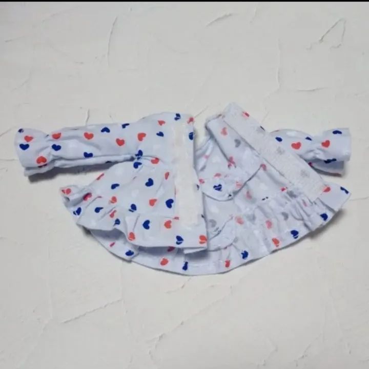 23】パジャマ上下セット ハート柄 赤 青 白 水色 リカちゃん 服