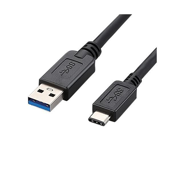 (まとめ) エレコムUSB3.1ケーブル(A-TypeC) ブラック 1.0m USB3-AC10BK 1本 〔×10セット〕