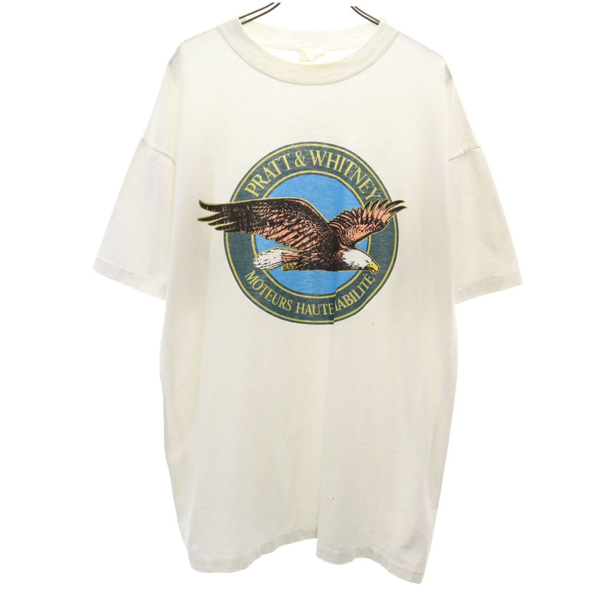 90s オールド イーグル プリント 半袖 Tシャツ オフホワイト シングル 