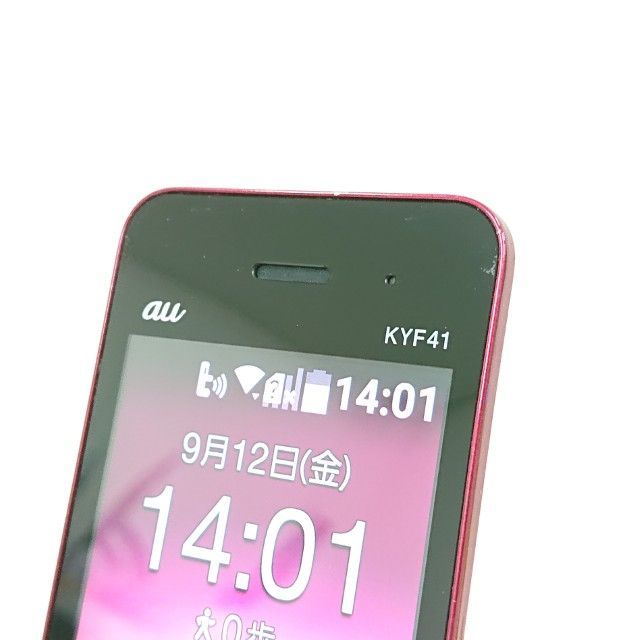 かんたんケータイ KYF41 au ワインレッド 送料無料 本体 c14481