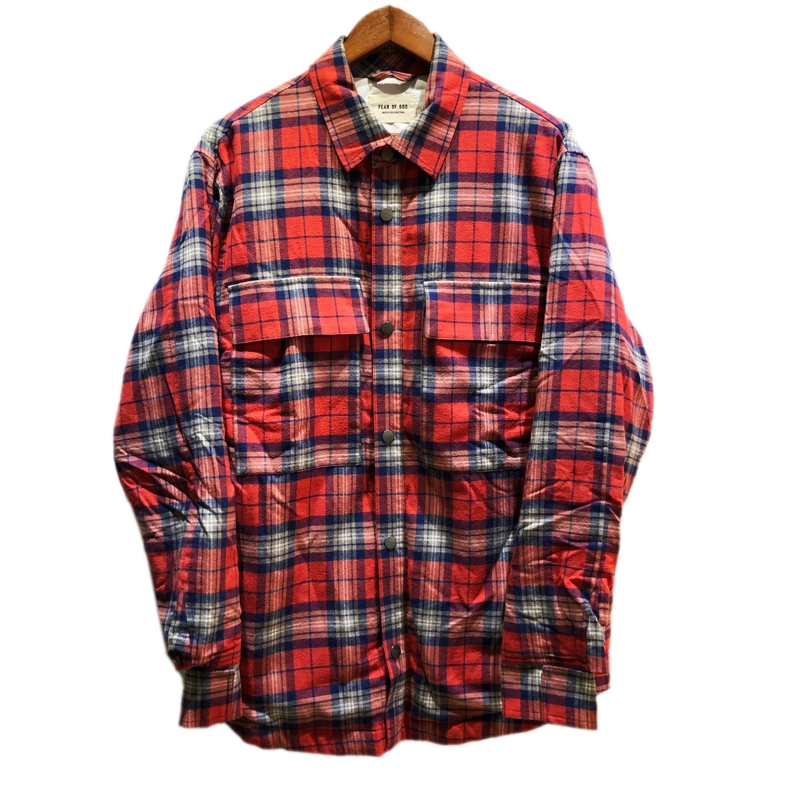 FEAR OF GOD FOG フィアオブゴッド SIXTH COLLECTION FLANNEL SHIRT JACK 中綿入りオーバーサイズチェック シャツ レッド フランネルシャツ 6S19-4005 F18-9NY - メルカリ