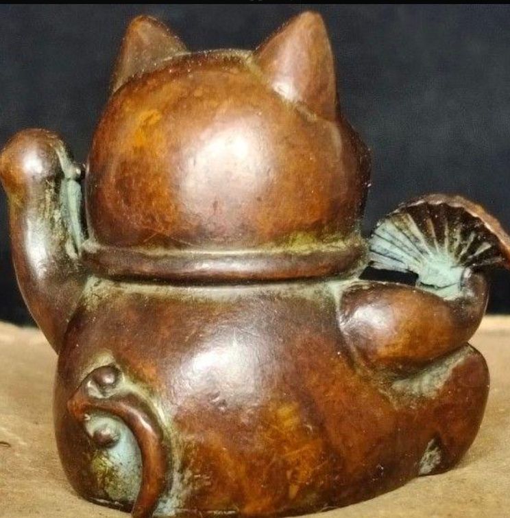 銅制 招財猫 招財進宝 茶台茶寵 自宅 オフィスカウンター 装飾品