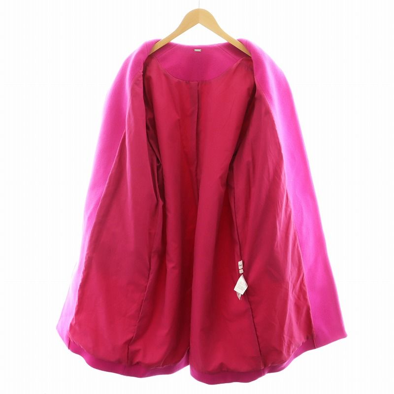 ミラオーウェン Mila Owen ノーカラードルマンコート ロング丈 ウール  