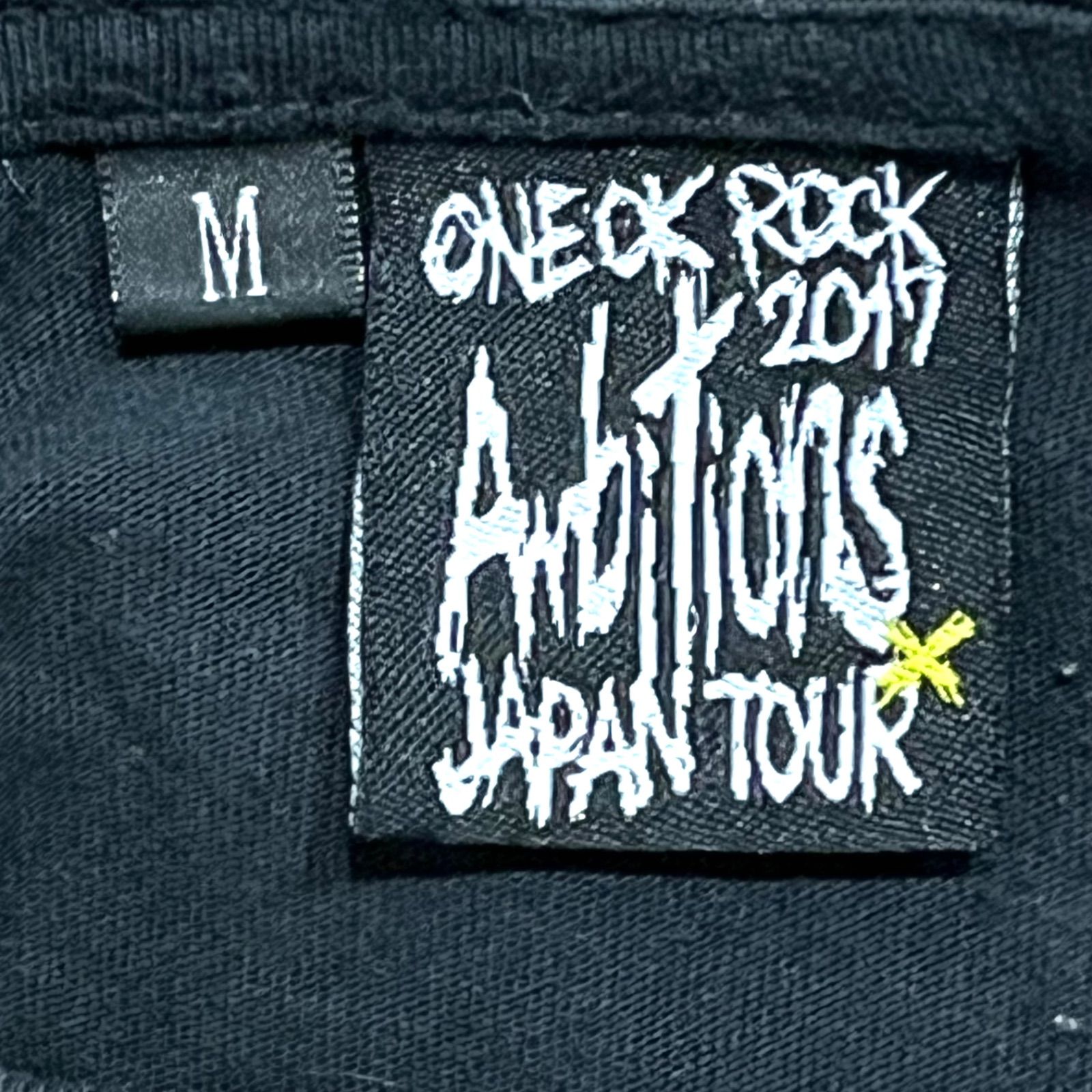 (^w^)b ONE OK ROCK ワンオクロック Tシャツ クルーネック カットソー 半袖 ロック バンド LIVE Ambitions JAPAN TOUR 2017 ライブTシャツ ビックプリント 男女兼用 黒 ブラック メンズ サイズM