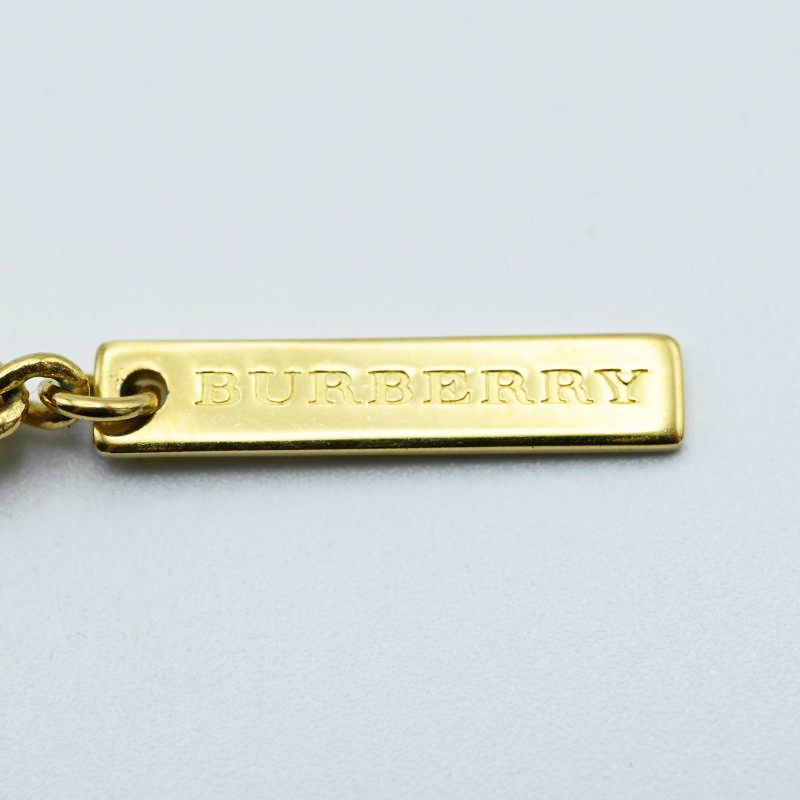 バーバリー ネックレス Bロゴ ラインストーン 全長44cm ゴールド色系 美品】Burberry バーバリー Bロゴストーンネックレス ゴールド