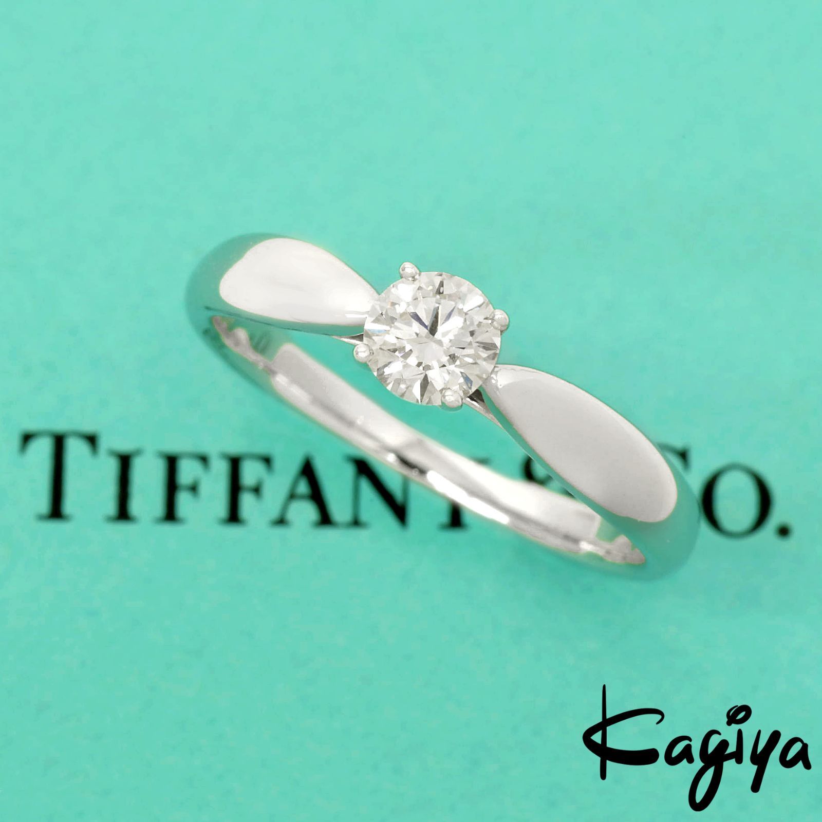 Pt950 Tiffany ダイヤモンド リング 約9号 0.27ct/F/VVS2