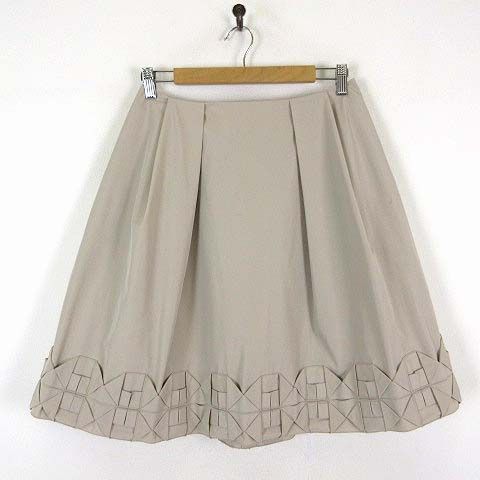 フォクシーニューヨーク FOXEY NEW YORK ORIGAMIスカート オリガミ スカート フ ハリ感 膝下丈 XL 42 ライトベージュ 32660-NSSFE401T