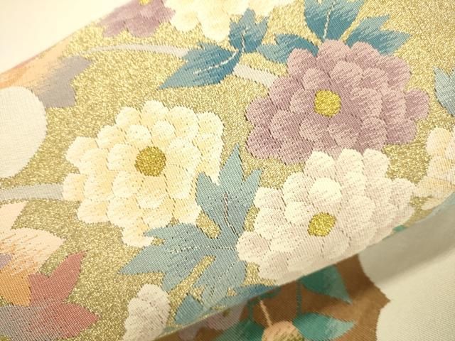 平和屋着物○爪掻き本綴れ 八寸名古屋帯 花丸文 金銀糸