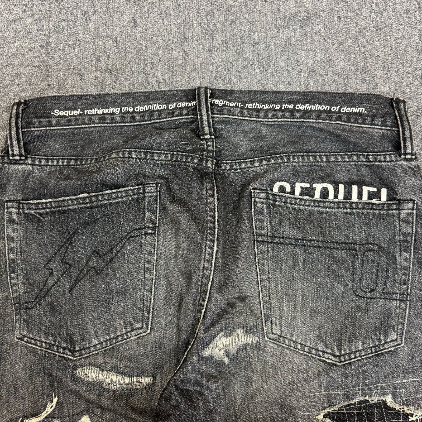 SEQUEL FRAGMENT DESIGN DAMEGE DENIM PANTS SQ-22SS-PT-02 ダメージ リペア加工 デニムパンツ  シークエル フラグメント M 79075A1 - メルカリ