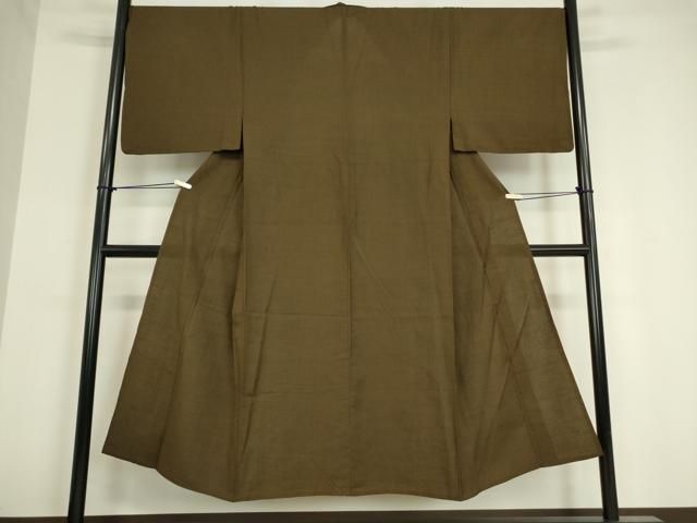 平和屋着物▽男性 紬 単衣 赤墨色 正絹 DAAV5626az