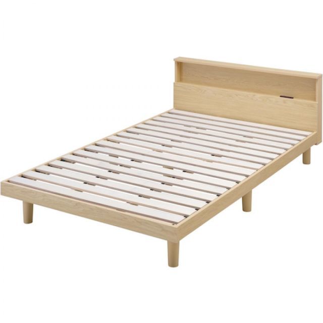 アイリスオーヤマ すのこベッド セミダブル SNB-SD ナチュラル 通気性 2口コンセント付 ヘッドボード