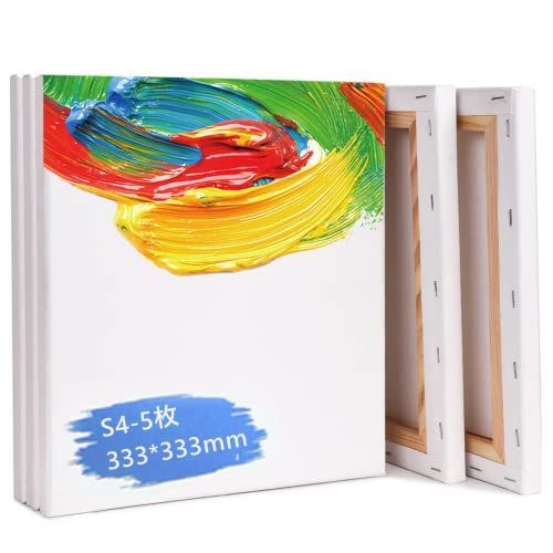 S4-5枚 張りキャンバス S4 キャンバス画材 333X333MMMM 綿化繊混紡 ライト木枠 水彩画・油絵画など 絵画ボード アーティスト 部屋飾り 化繊綿 描画 画布 おもちゃ 絵画 工芸用品 室内インテリア 5