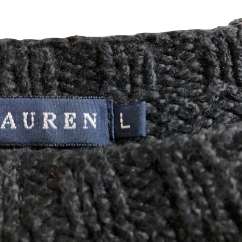 【極美品】ポロラルフローレン　ケーブルニット　カシミヤ　リネン　ネイビー　現行品 美品 RALPH LAUREN ラルフローレン ネイティブ柄 カシミヤ