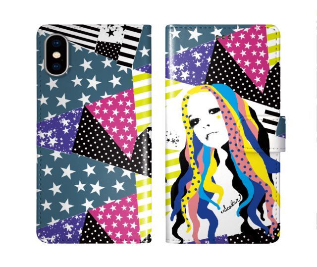 [Android One S10] iPhone16 ケース スカラー スマホケース 手帳型 iPhone16 Pro ケース アイフォン16 15 14 13 12 11 スマホカバー 全機種対応 手帳 ScoLar 女の子 スター ドット ボーダー 切り取