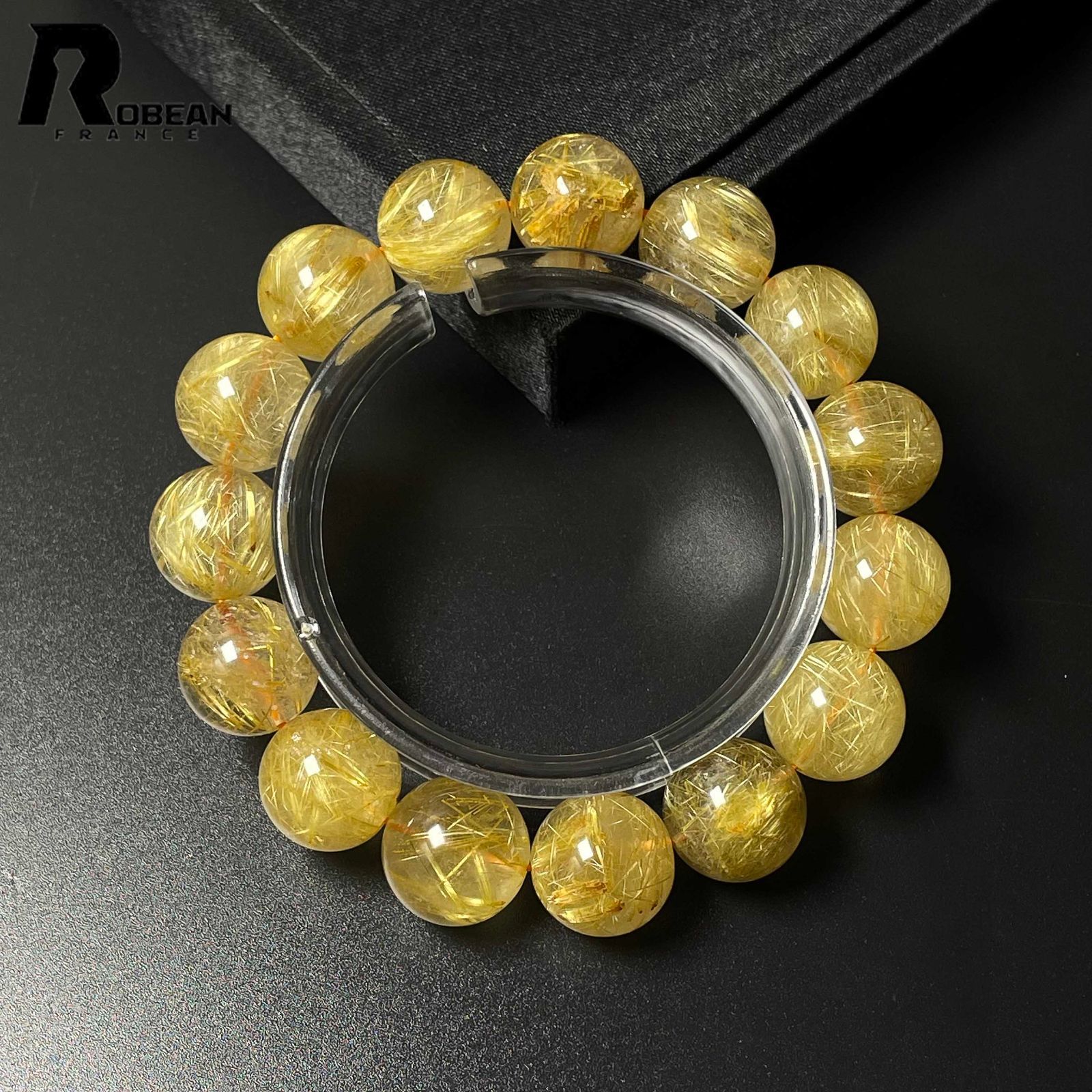 逸品 EU製 定価23万円ROBEAN・極!極満針ルチルクォーツブレスレット パワーストーン 天然石 綺麗 金運 お守り ギフト プレゼント 15-15.8mm M0125156